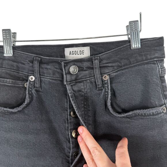 Agolde Riley High Rise Straight Crop Jeans Panoramic Charcoal Wash Womens 26 - Picture 4 of 8